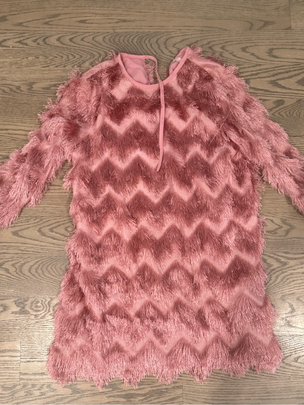 Anthropologie Pink Fuzzy Chevron Mini Dress